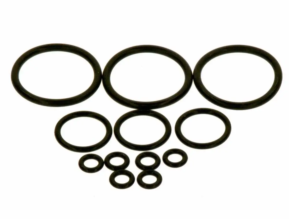 BOSCH O-Ring Dichtungs-Set mit mehreren schwarzen gummierten Dichtungsringen in verschiedenen Größen, geeignet für Abdichtungen in unterschiedlichen Anwendungen.